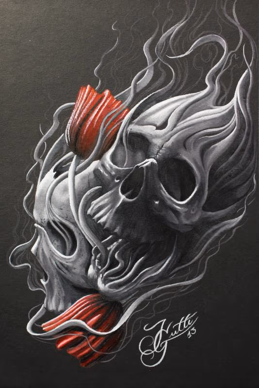 Skull and Flowers