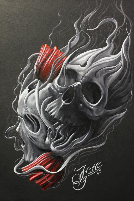 Skull and Flowers
