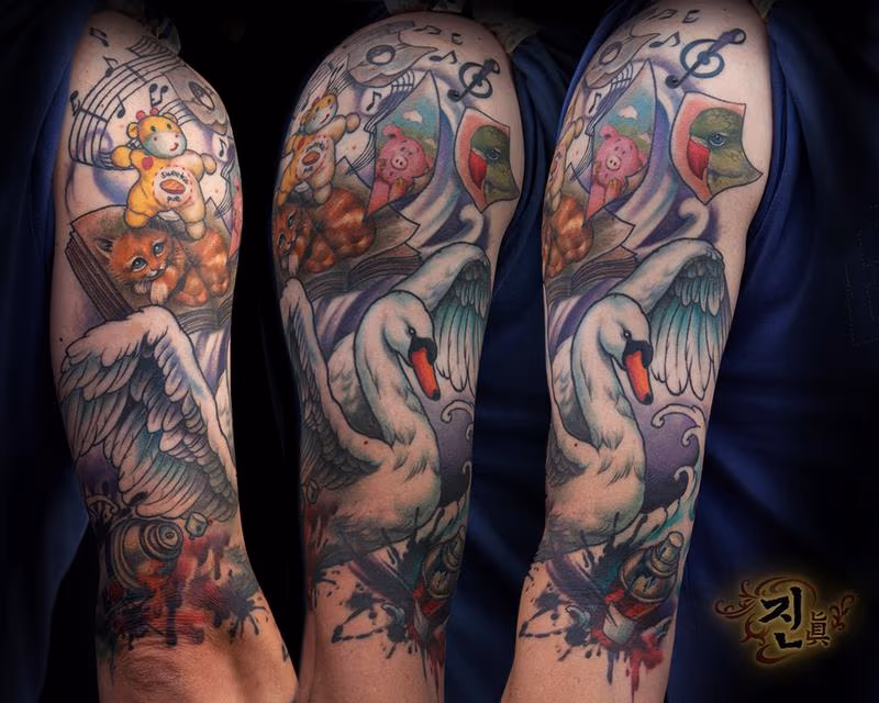 Swan spray painting sleeve