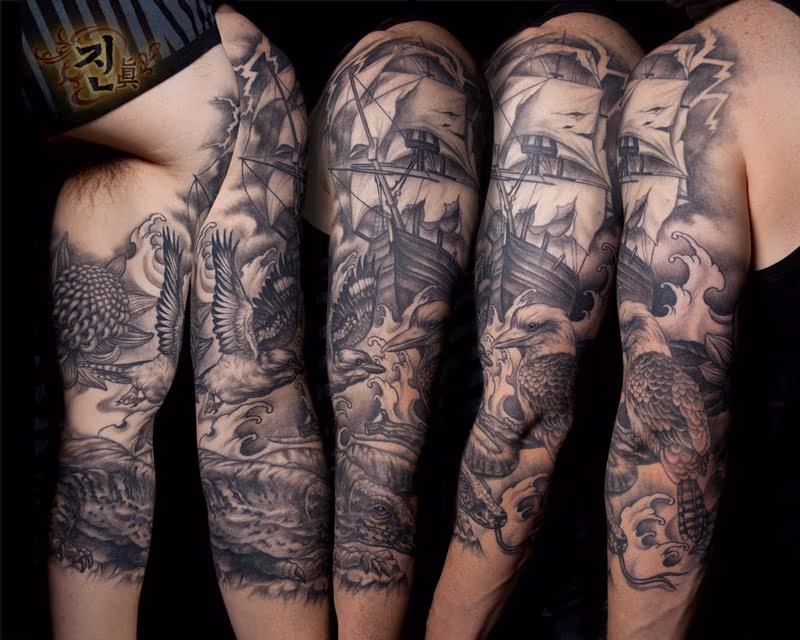 Black and grey half sleeve