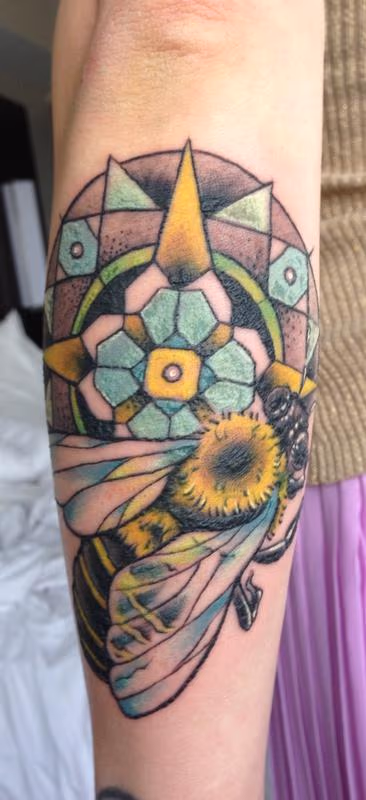 honey bee and mandala