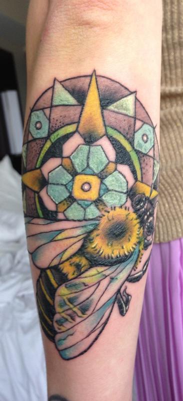honey bee and mandala