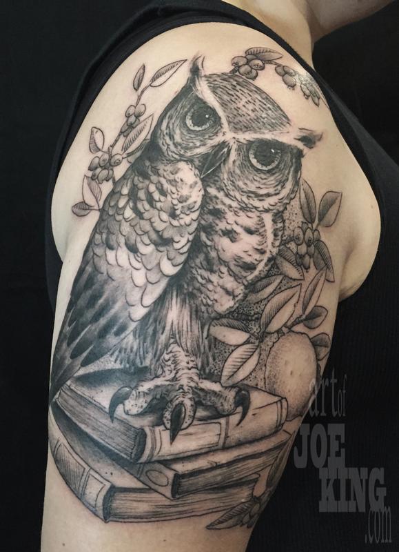 A Horned Owl with Books