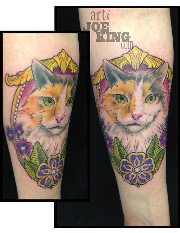 Cat Illustration in an Ornate Frame
