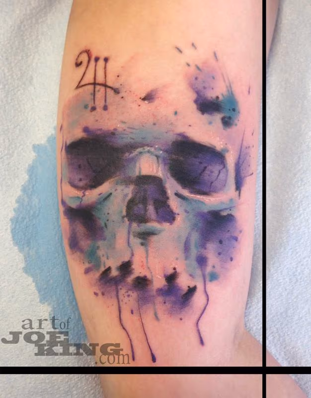 Abstract Watercolor Themed Skull