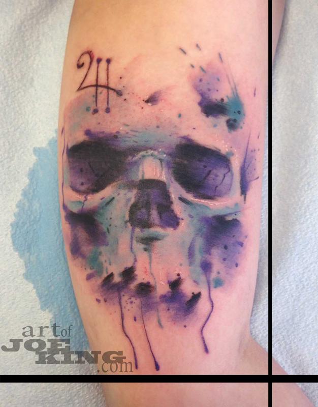 Abstract Watercolor Themed Skull