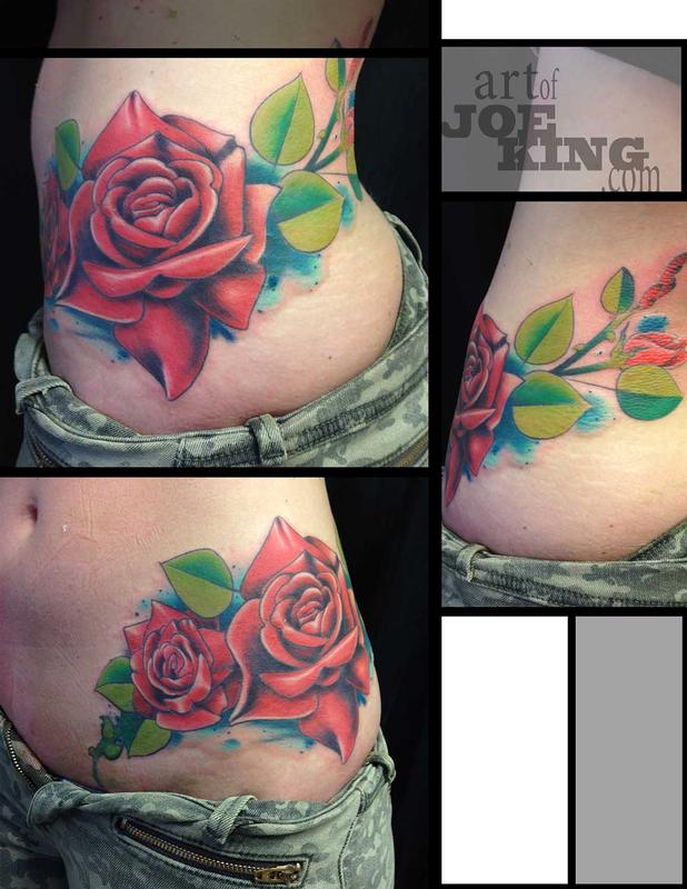 Red Roses Wrapping a Hip