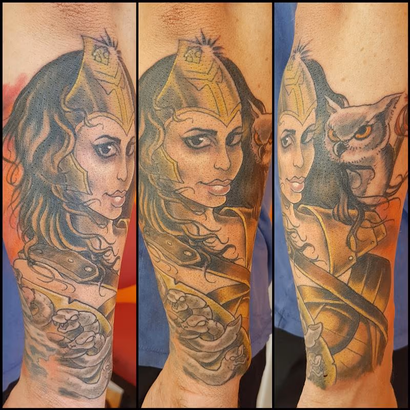 Goddess Athena Color Tattoo