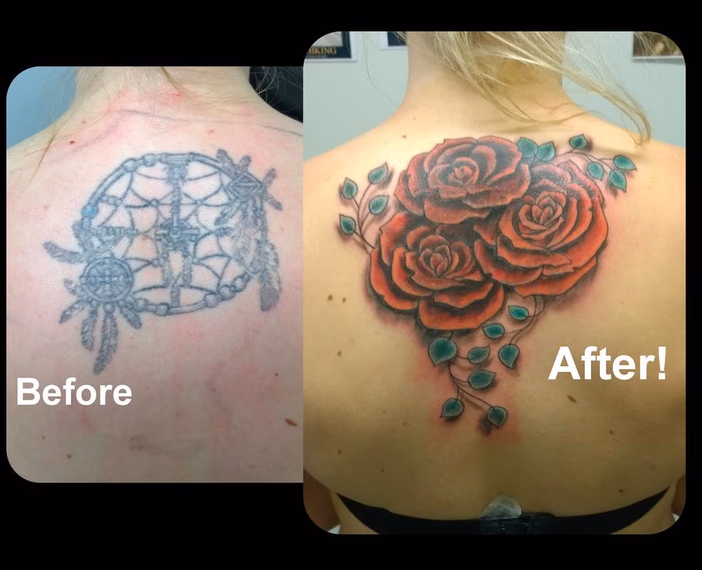 Feminine Rose Coverup Tattoo