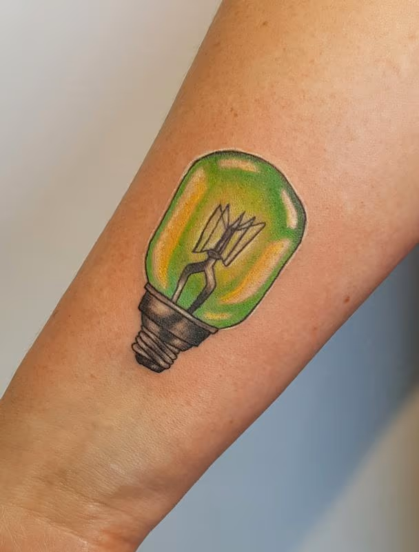 Neotraditional Lightbulb Color Tattoo