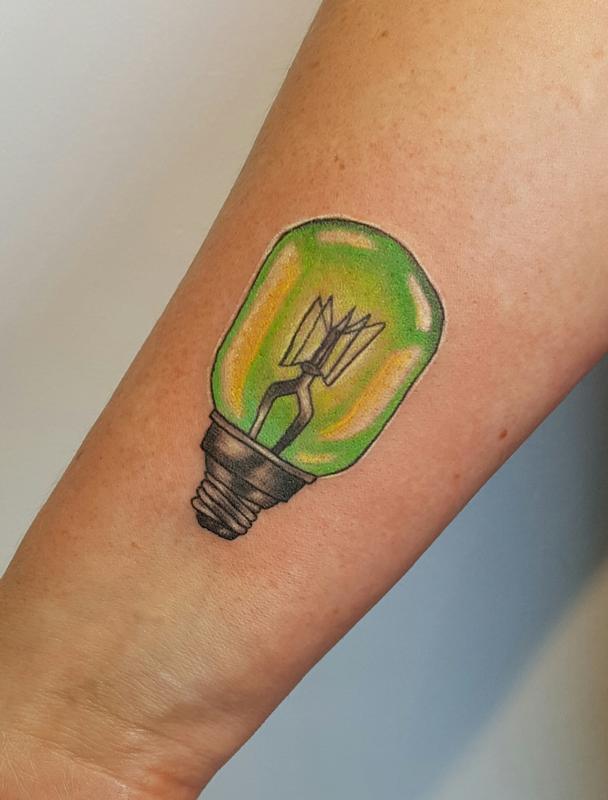 Neotraditional Lightbulb Color Tattoo