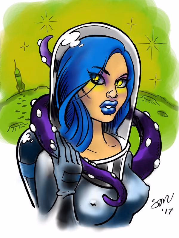 Space Girl Pinup Color