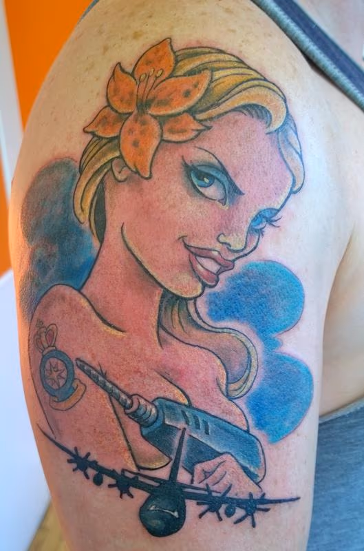 Bomber Girl Pinup Tattoo