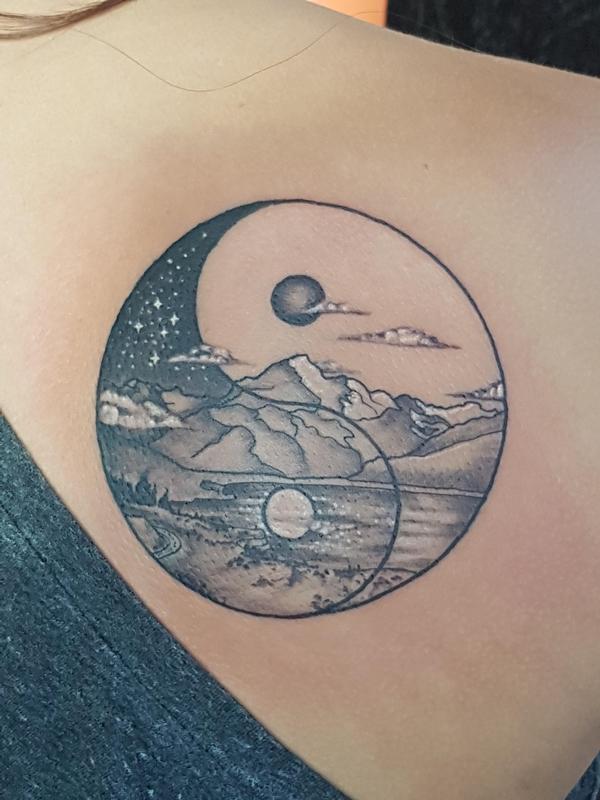Yin Yang Mountain Tattoo