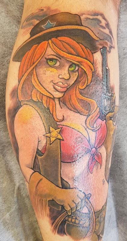 Sexy Cowgirl Pinup Tattoo