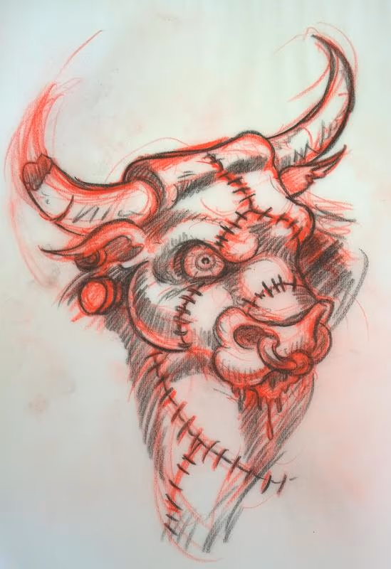 Franken-Bull Original Drawing