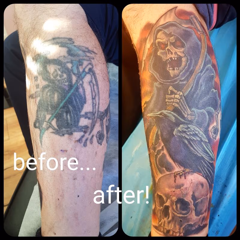 Grim Reaper Cover Up Tattoo