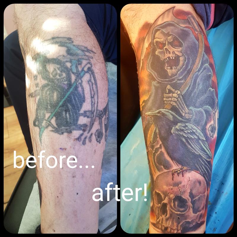 Grim Reaper Cover Up Tattoo
