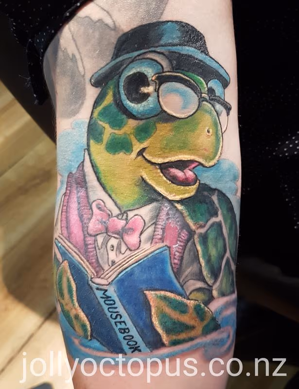 Hipster Turtle New School Color Tattoo