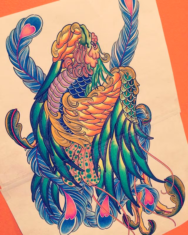Japanese Phoenix Tattoo Design