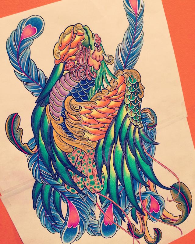 Japanese Phoenix Tattoo Design