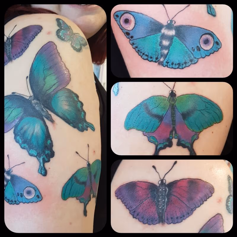 Feminine Butterfly Color Tattoo