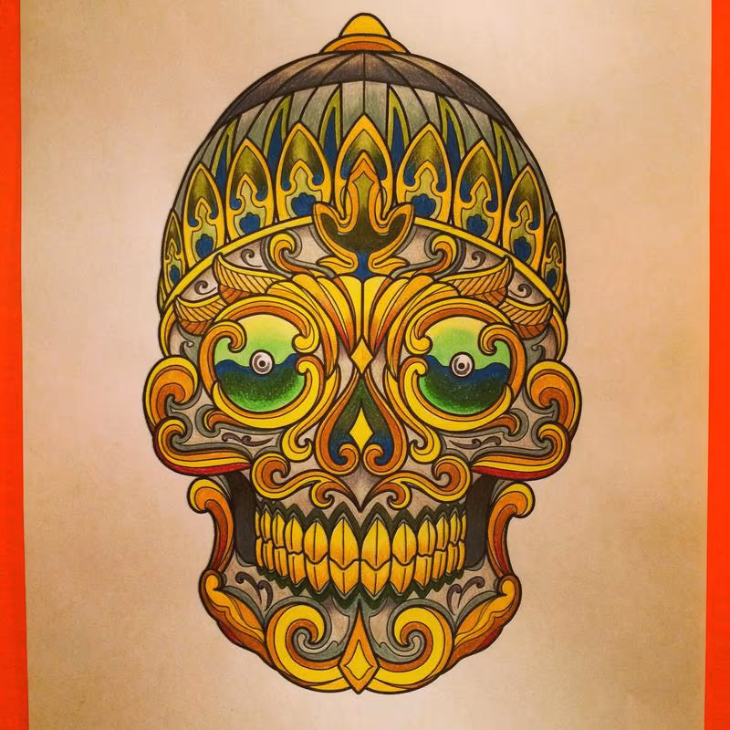 Tibetan Skull Tattoo Design