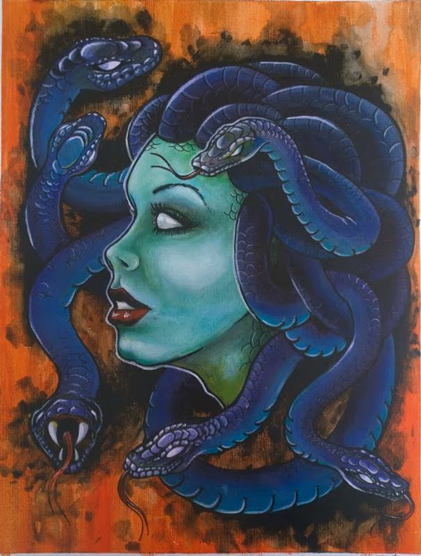 Medusa Color Painting Acrylic on Board