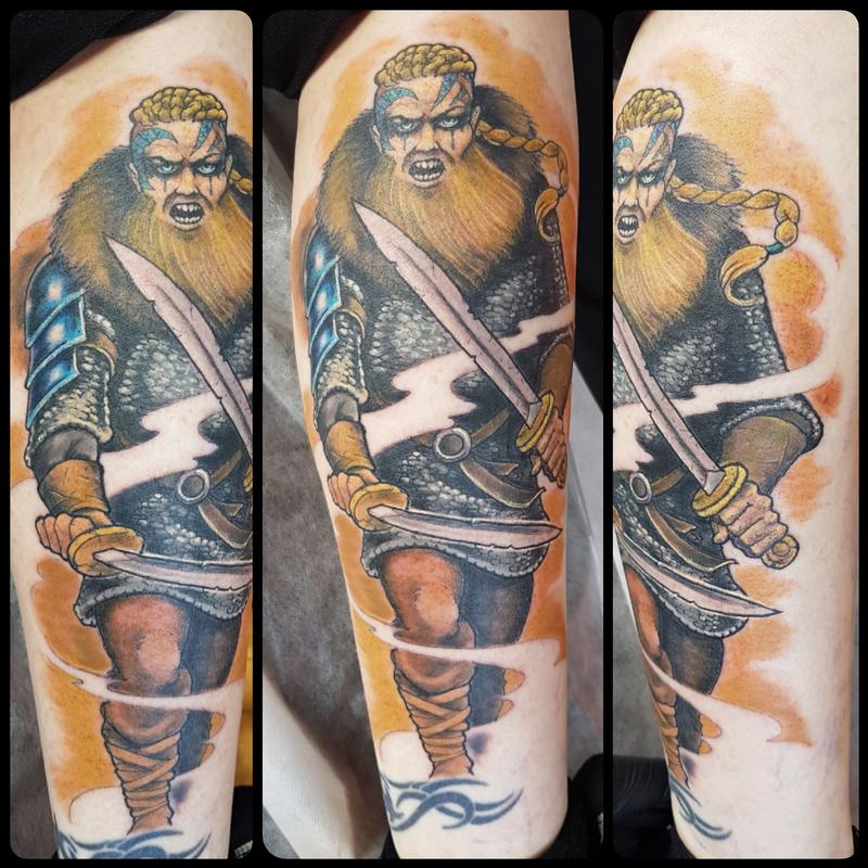 Fierce Viking Warrior Color Tattoo