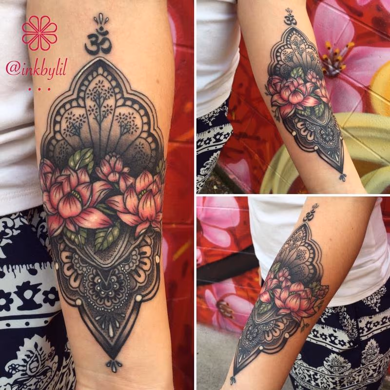 Mandala and Flowers Tattoo