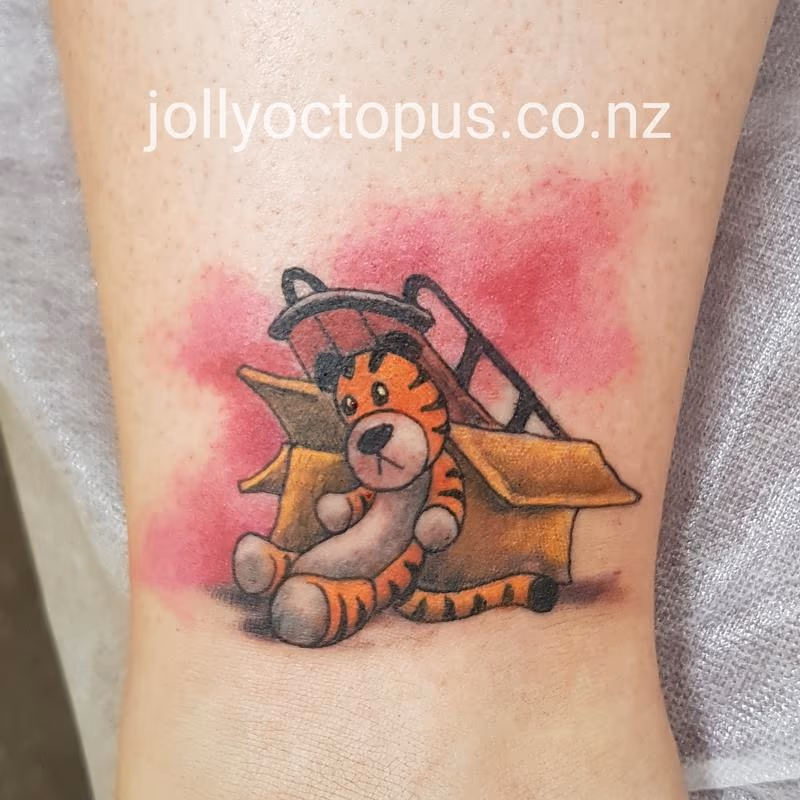 Calvin and Hobbes Color Tattoo