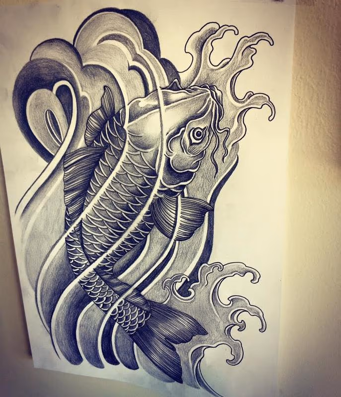Koi Fish Japanese Tattoo Design