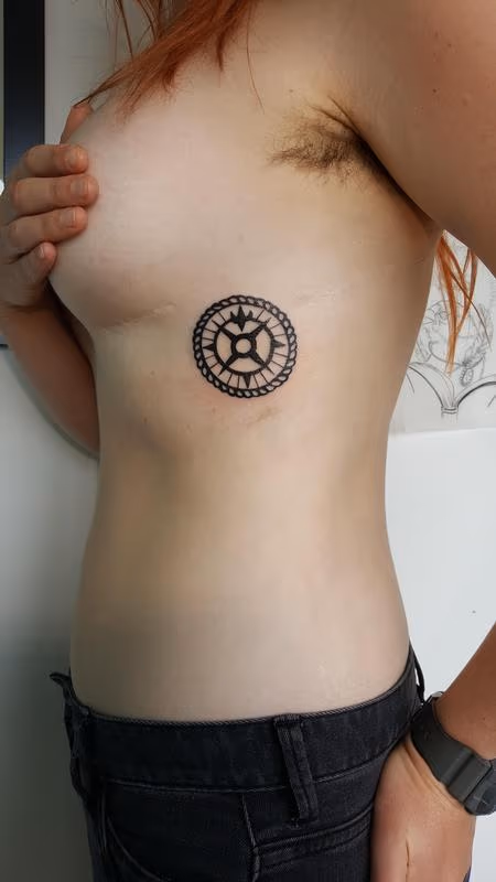 Precision Blackwork Compass Tattoo