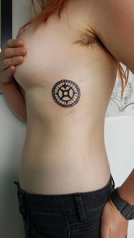 Precision Blackwork Compass Tattoo