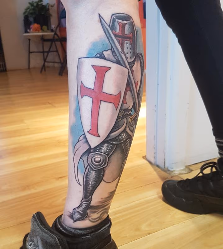 Templar Knight Color Tattoo