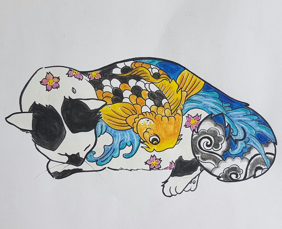 Monmon Cat 2: Koi fish tattoo