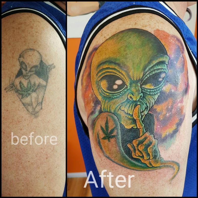 Aliens Among Us Coverup Tattoo