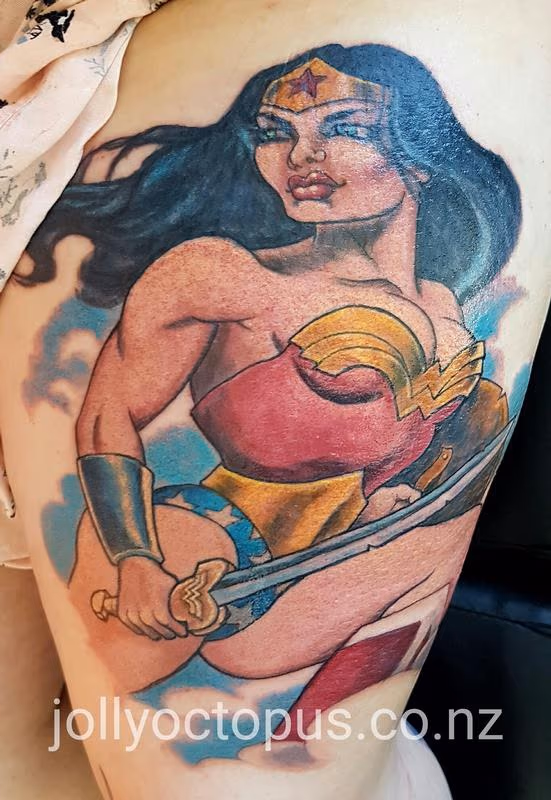 Wonder Woman Color Pinup Tattoo