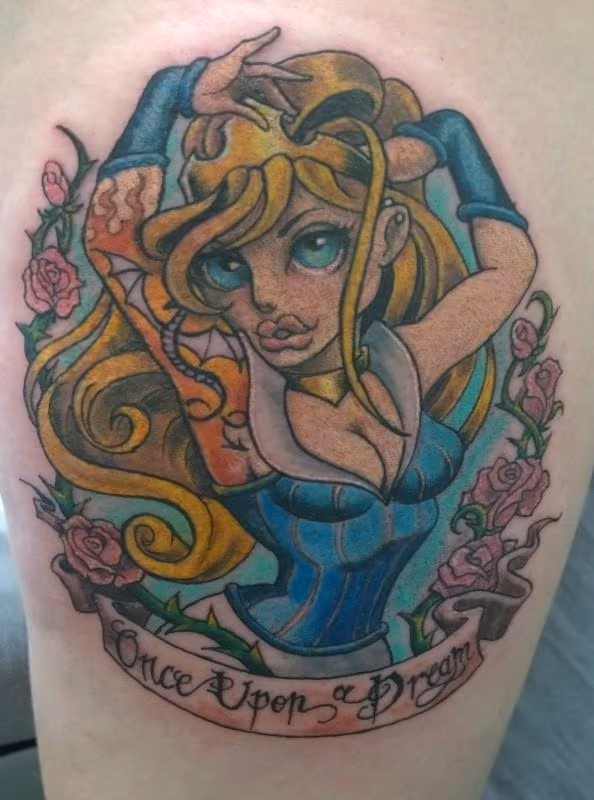 Punk Rock Sleeping Beauty Pinup Tattoo