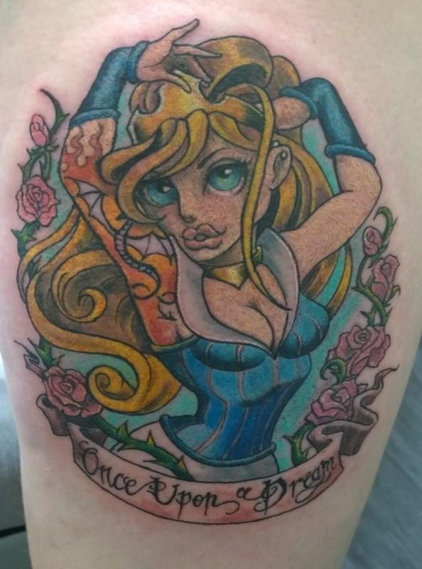 Punk Rock Sleeping Beauty Pinup Tattoo