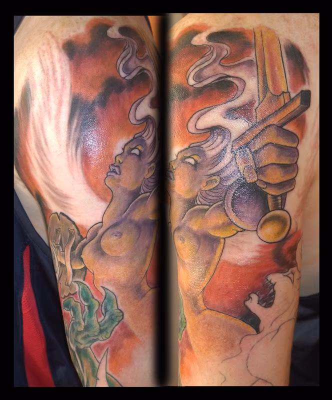 Angel Among the Demons Color Tattoo