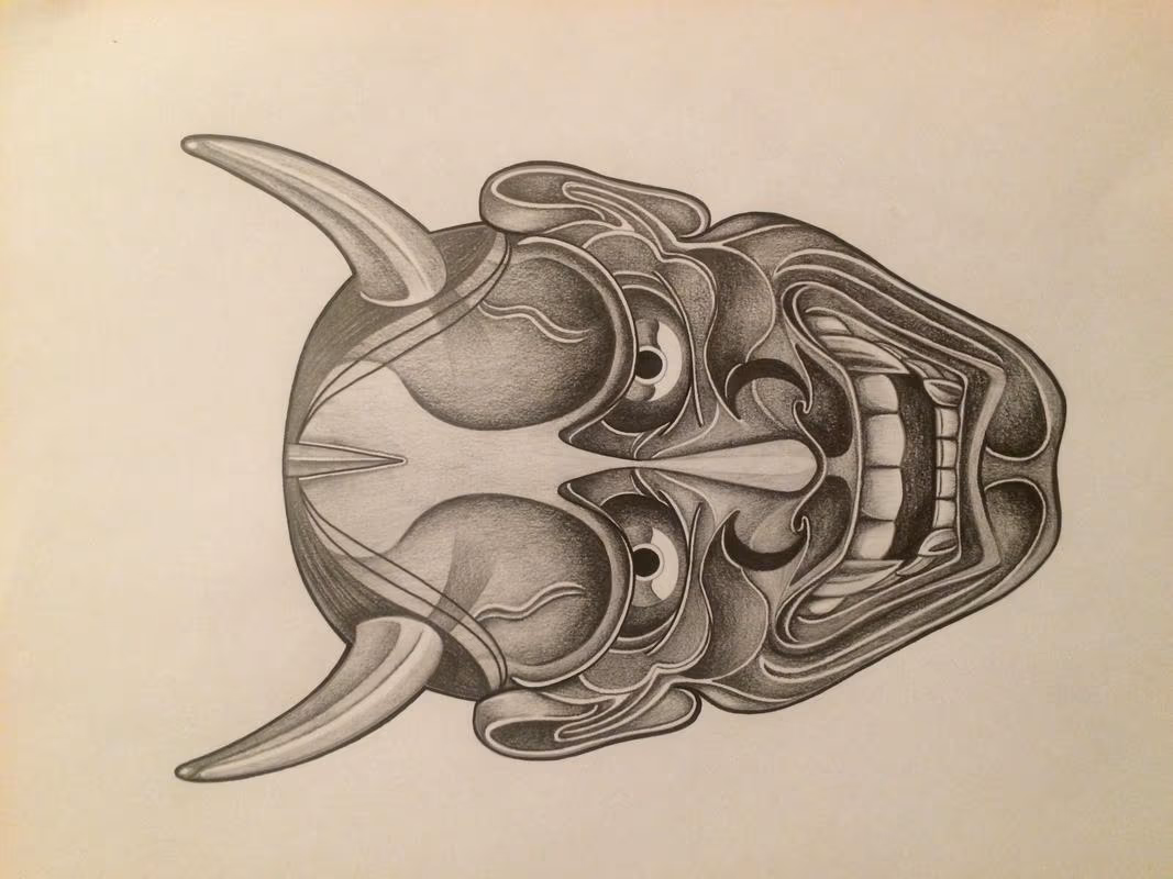 Hanya Mask Japanese Tattoo Design