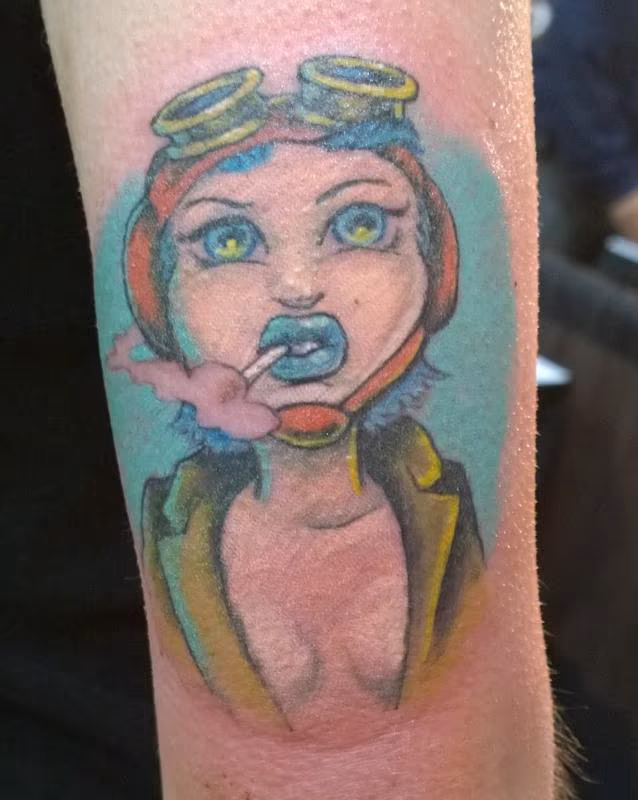 Steampunk Pinup Color Tattoo