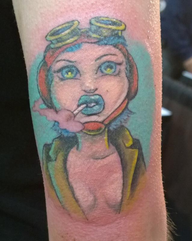 Steampunk Pinup Color Tattoo