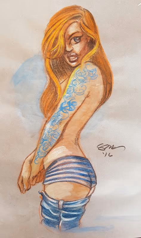 Original Art Tattooed Pinup