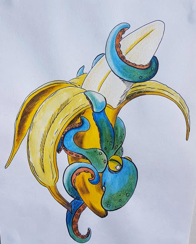 Octopus Attacking Banana