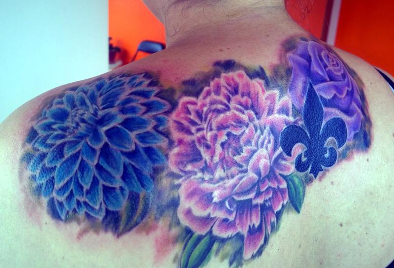 Colorful Feminine Flower Tattoo