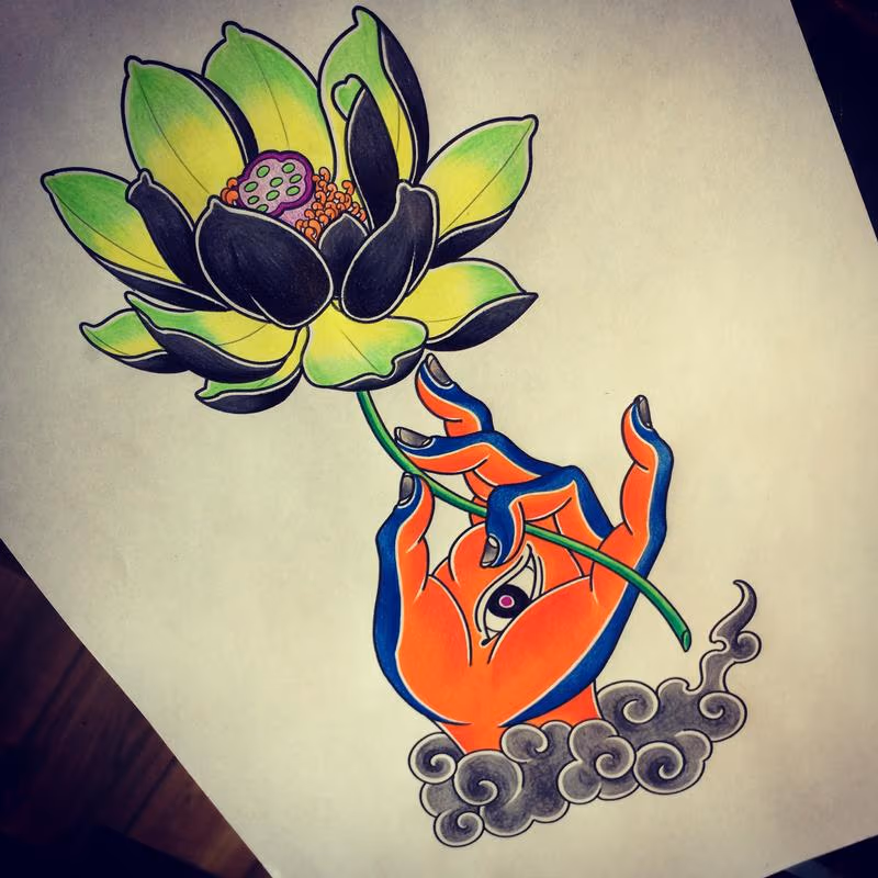 Lotus Color Tattoo Design