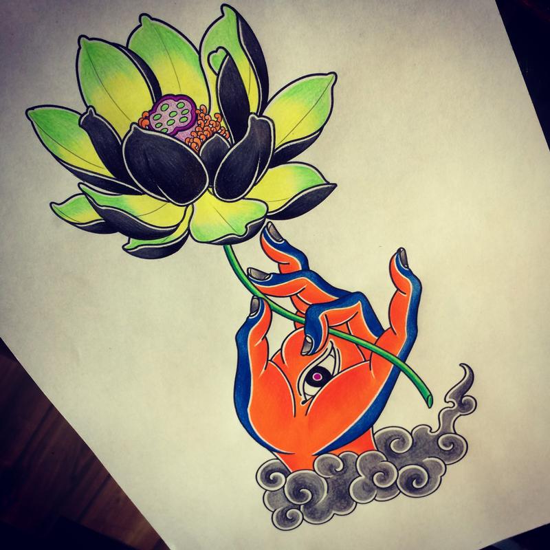 Lotus Color Tattoo Design