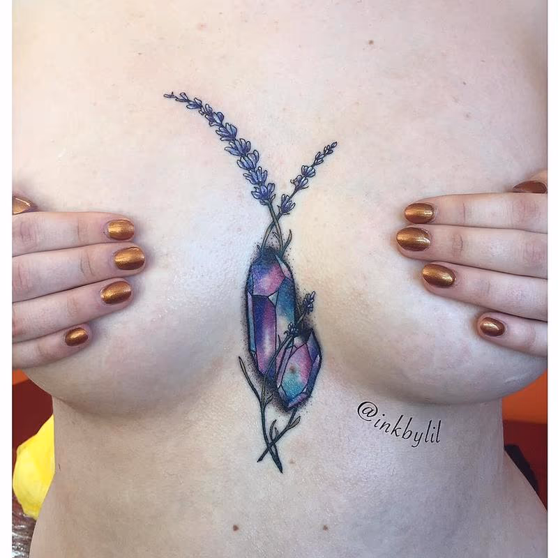 Gemstone Color Feminine Tattoo